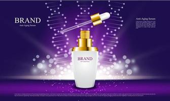 botella de suero anti envejecimiento con fondo abstracto e iluminación para anuncios ilustración de productos cosméticos vector