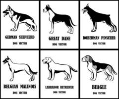 Line art vector illustration of various dogs