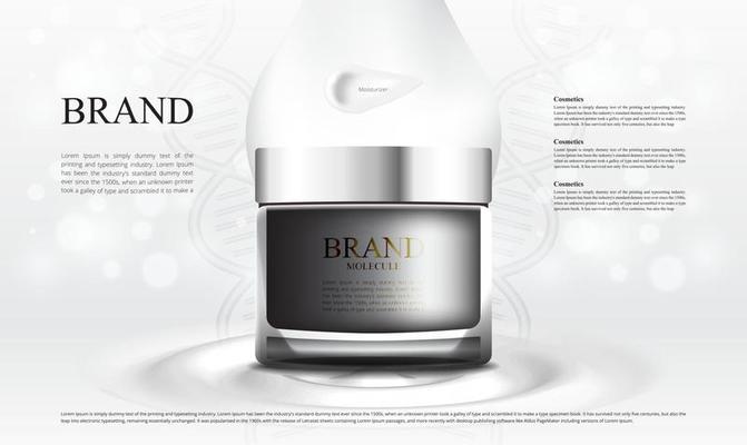Bowl of cosmetic skin cream with soft bokeh lights