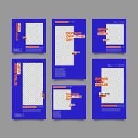 Social media cool theme blue bundle kit template vector