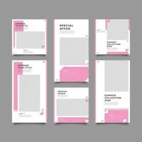 Magenta instagram posts template set vector