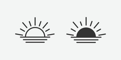 vector illustration of sunrise icons set for website and mobile app