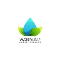 Ilustración del logo, agua colorida con hoja. vector