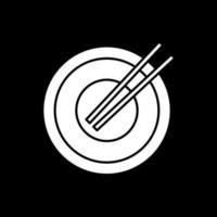 Empty dish with chopsticks dark mode glyph icon vector