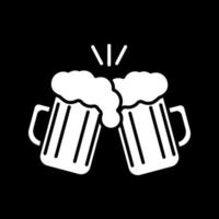 Toast with beer mugs dark mode glyph icon vector
