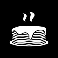 Hot pancakes with syrup dark mode glyph icon vector