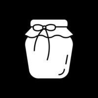 Jar of preserved jam dark mode glyph icon vector