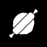 Flatten dough with rolling pin dark mode glyph icon vector