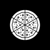 Cut slices of pizza dark mode glyph icon vector