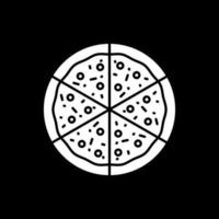 Cut slices of pizza dark mode glyph icon vector