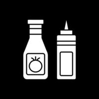 botellas de salsa icono de glifo de modo oscuro vector