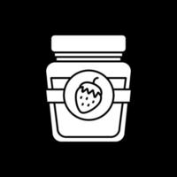 Strawberry jam in jar dark mode glyph icon vector