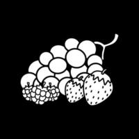 Fresh berries dark mode glyph icon vector