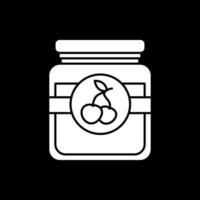 Cherry jam in jar dark mode glyph icon vector