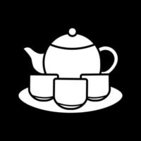 juego de té icono de glifo de modo oscuro vector