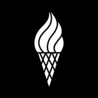 Ice cream in waffle cone dark mode glyph icon vector