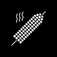 Grilled corn on cob dark mode glyph icon vector