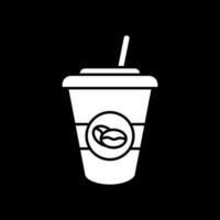 Ice latte dark mode glyph icon vector