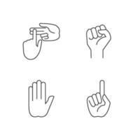 Hand gestures linear icons set vector
