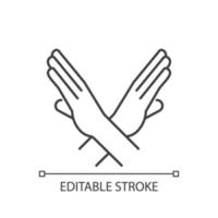 Crossed arms stop gesture linear icon vector