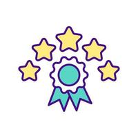 icono de color de certificado de cinco estrellas vector