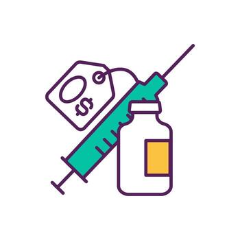 icono de color de vacunación y tratamiento vector