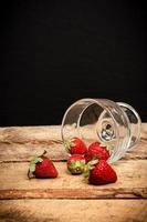 Strawberries in a glass on a table