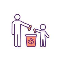 Throwing garbage properly color icon vector