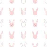 Hand drawn cute bunny face pattern. Seamless vector rabbit background with rabbits for kids design. sketch baby illustration, children design print.