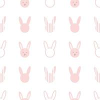 Hand drawn cute bunny face pattern. Seamless vector rabbit background with rabbits for kids design. sketch baby illustration, children design print.