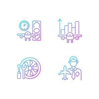 Aviation gradient linear vector icons set