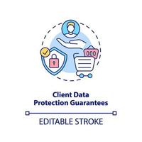 Client data protection guarantees concept icon vector