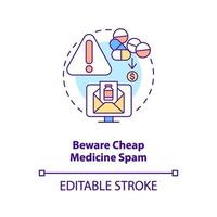 Beware cheap medicine spam concept icon vector