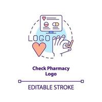 Compruebe el icono del concepto de logotipo de farmacia vector