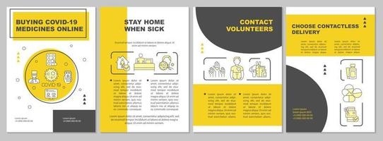 Buying covid medicine online brochure template vector