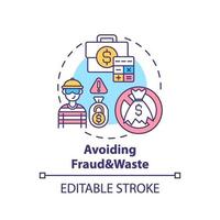 Avoiding fraud and waste concept icon vector