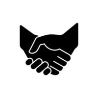 Handshake black glyph icon vector