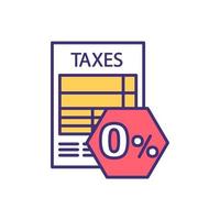 Zero percent tax rate color icon vector