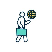 Business traveller color icon vector