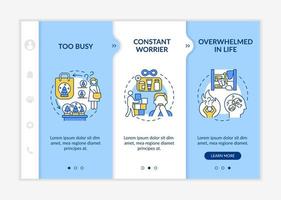 Overwhelmed in life onboarding vector template