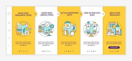 Decluttering advices onboarding vector template