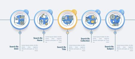 plantilla de infografía de vector de acceso a información de biblioteca en línea