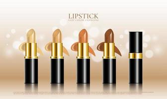 Nude color lipstick with daubs for advertising illustration vector