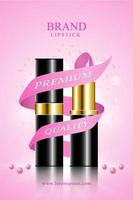 Pink lipstick with a premium quality ribbon wrapped around the body vector