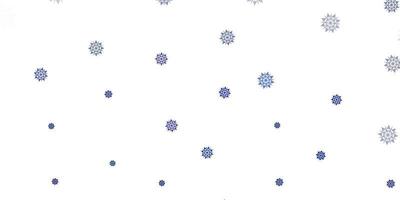 Light blue vector beautiful snowflakes backdrop with flowers.
