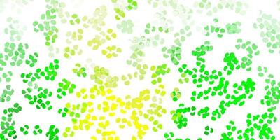 Light green, yellow vector texture with memphis shapes.