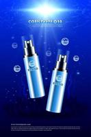 Cosmetic bottles under sea with bubbles vector