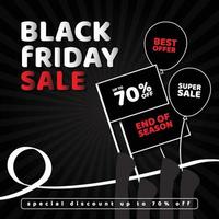 Black friday sale simple style with balloons and flags for text vector