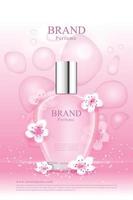 una fragancia de flor de cerezo para mujeres con gotas rosadas de varias formas