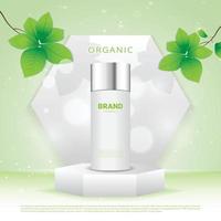 Hexagon pedestal for show cosmetic product with natural background vector